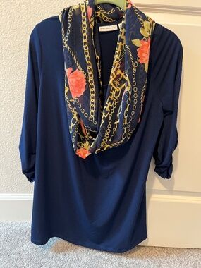 Navy tunic with scarf